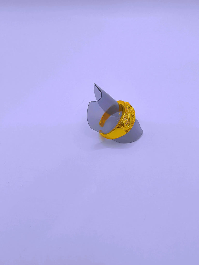Anillo Cobre Grabado Flor Chapa Oro 14k Ajustable Calenbi