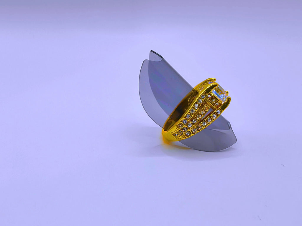 Anillo Cobre Moderno Circonita Cubica Chapa Oro 14k Calenbi