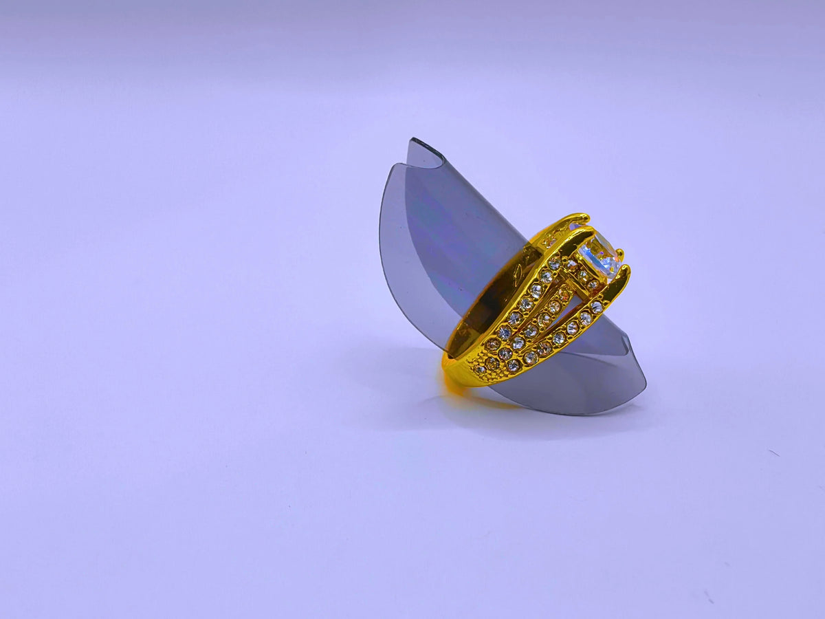 Anillo Cobre Moderno Circonita Cubica Chapa Oro 14k Calenbi