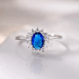 Anillo S925 Ley "Renacer Espiritual" Circonita Cubica Azul Calenbi