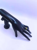 Anillo S925 Ley Circonita Azul Marino "Mirada de Reyna" Chapa Oro 12K Calenbi