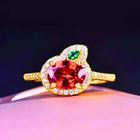 Anillo Cobre Zanahoria Circonita Cubica Naranja Y Verde
