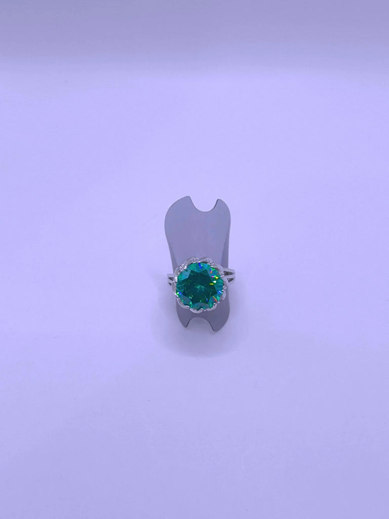 Anillo Aleación Circonita Cubica Turquesa Ajustable Calenbi