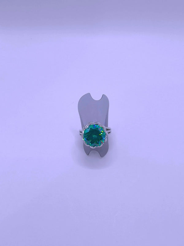 Anillo Aleación Circonita Cubica Turquesa Ajustable Calenbi