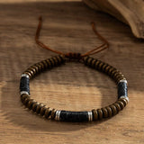 Pulsera Cera De Vela Hilo Ajustable Bronce Unisex Calenbi