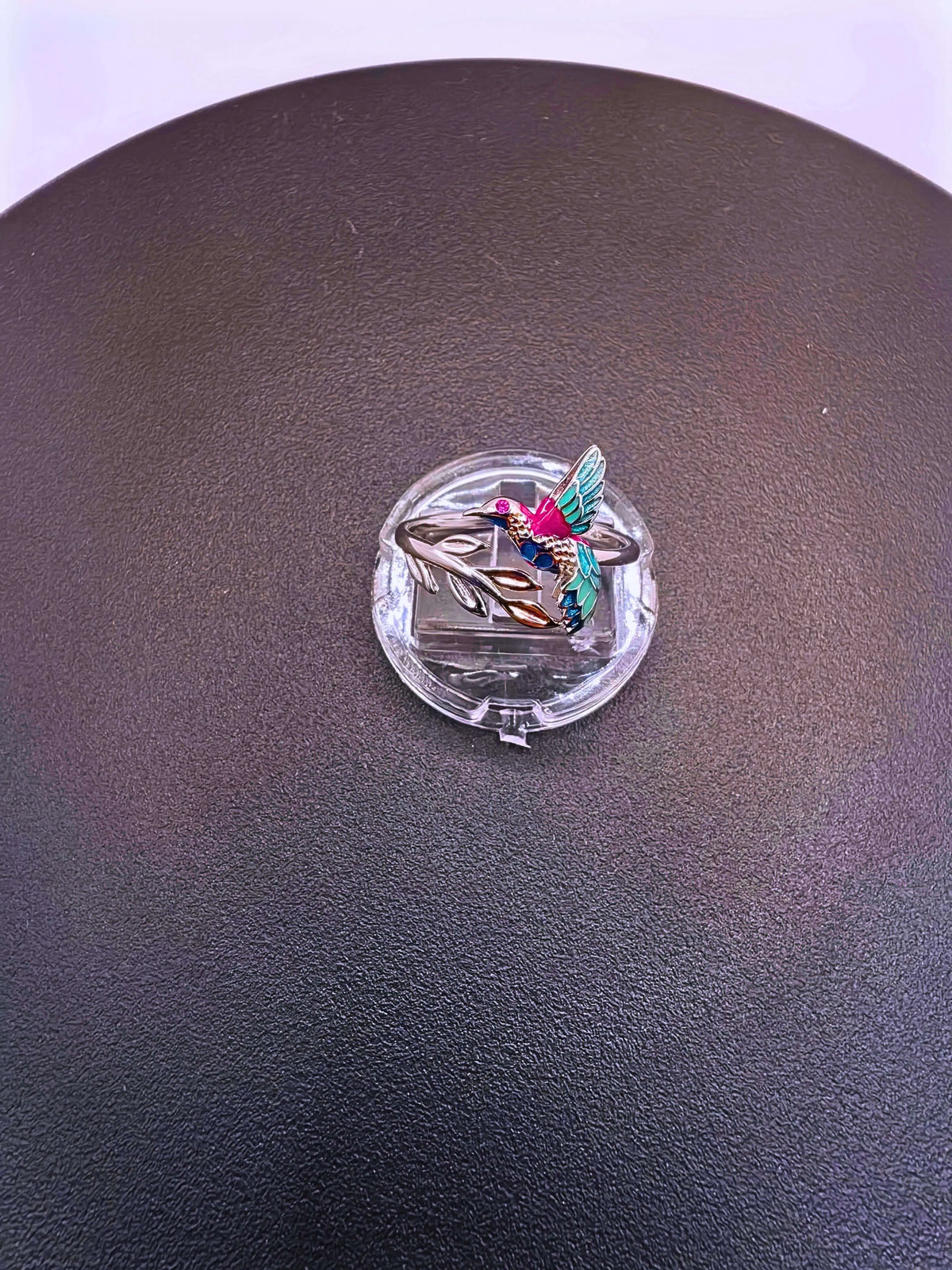 Anillo Plata Ley 925 Colibrí Recina Epoxica Ajustable Calenbi