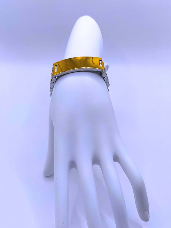 Pulsera Acero Inoxidable Broche Dorado 10k Unisex Calenbi