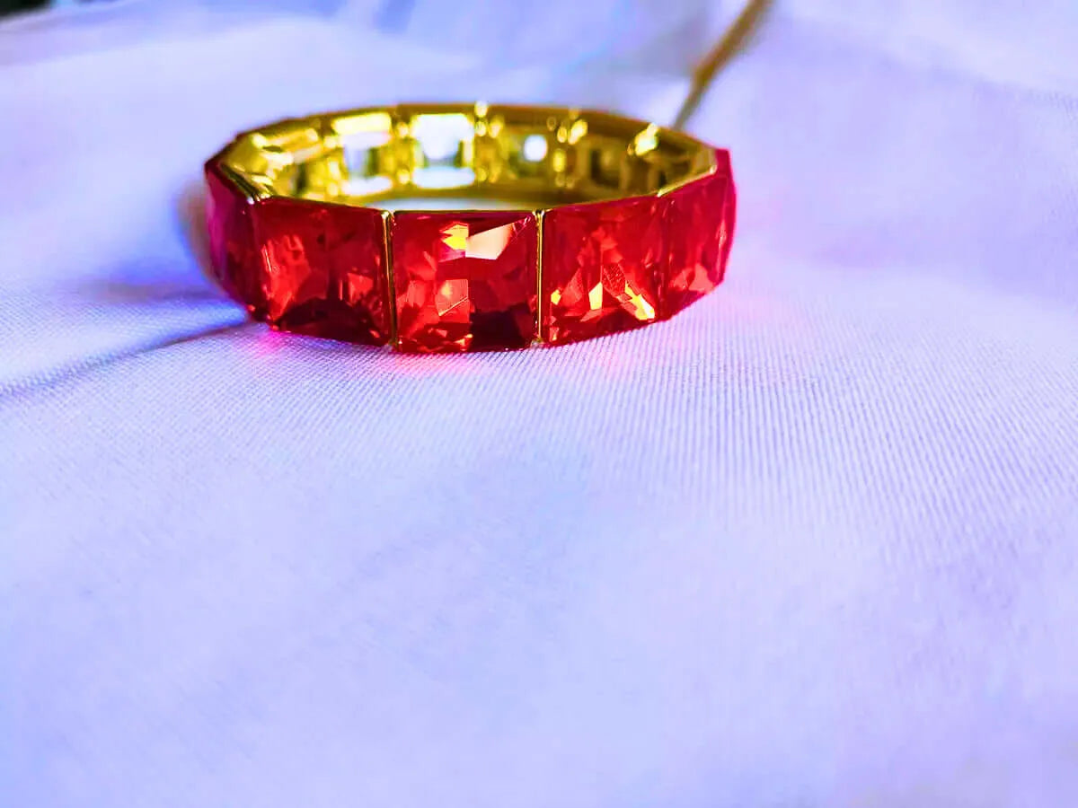 Brazalete Cobre Circonita Cubica Colores Elástica Dorado Calenbi