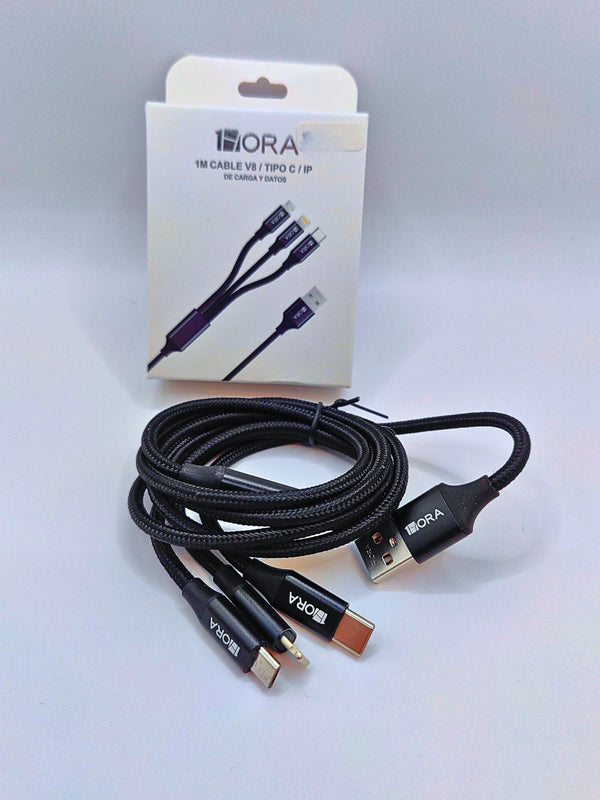 Cab259 - 1m Cable V8/ Tipo C/ip De Carga Y Datos 1hora