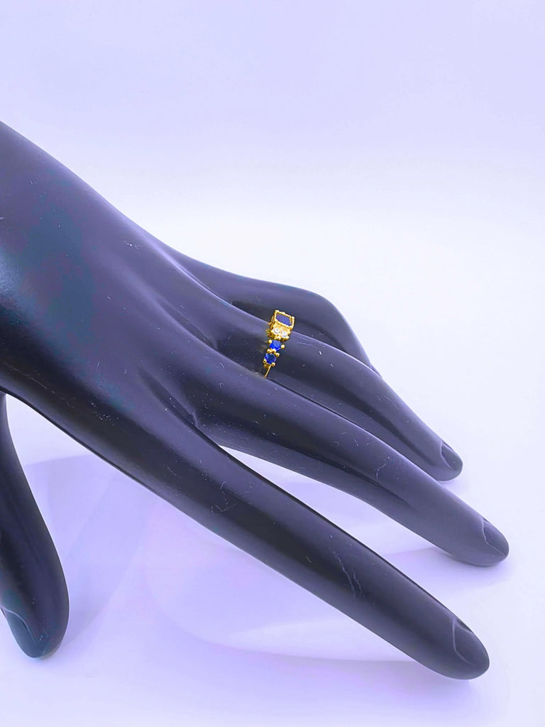 Anillo S925 Ley Circonita Azul Marino 