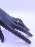 Anillo S925 Ley Circonita Azul Marino "Mirada de Reyna" Chapa Oro 12K Calenbi