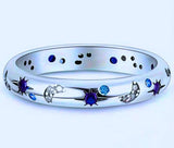 Anillo S925 Ley "Sol, Luna y Estrellas" Circonita Calenbi