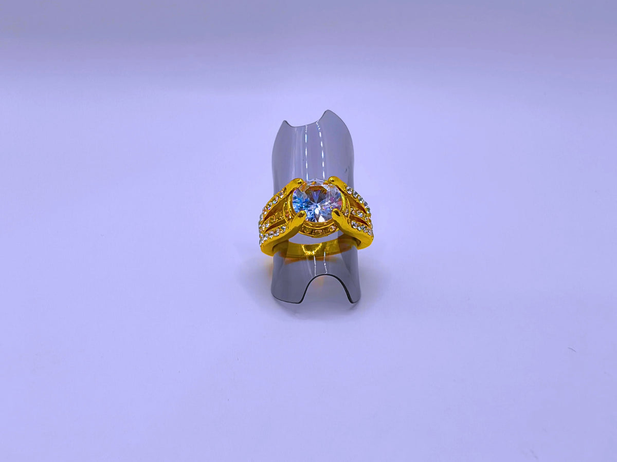 Anillo Cobre Moderno Circonita Cubica Chapa Oro 14k Calenbi