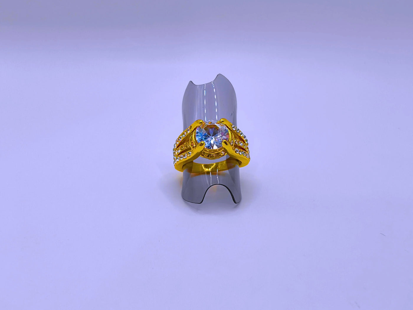 Anillo Cobre Moderno Circonita Cubica Chapa Oro 14k Calenbi