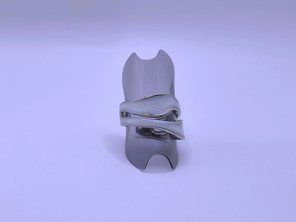 Anillo Acero Inoxidable Epoxica Negra Chapa Oro 10k Calenbi