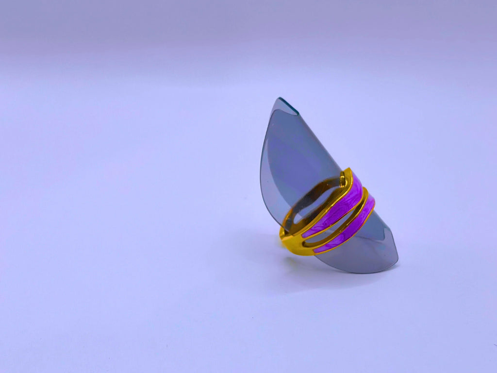 Anillo Acero Inoxidable Epoxica Negra Chapa Oro 10k Calenbi