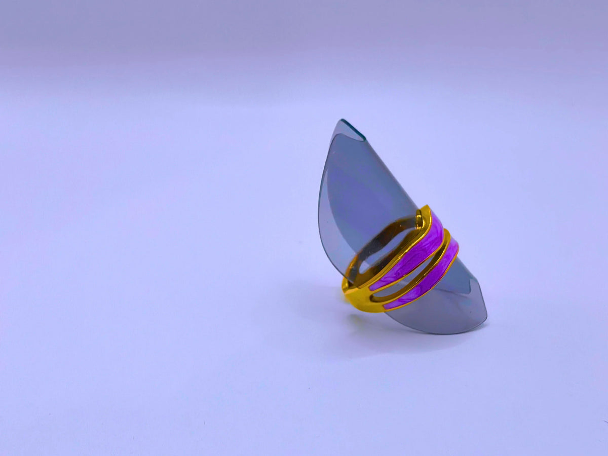 Anillo Acero Inoxidable Epoxica Negra Chapa Oro 10k Calenbi