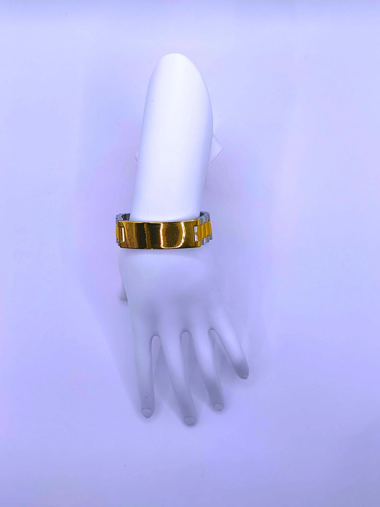 Pulsera Acero Inoxidable Broche Dorado 10k Unisex Calenbi