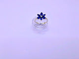 Anillo Plata Ley 925 Pandora Flor Circonita  Azul Marino Calenbi