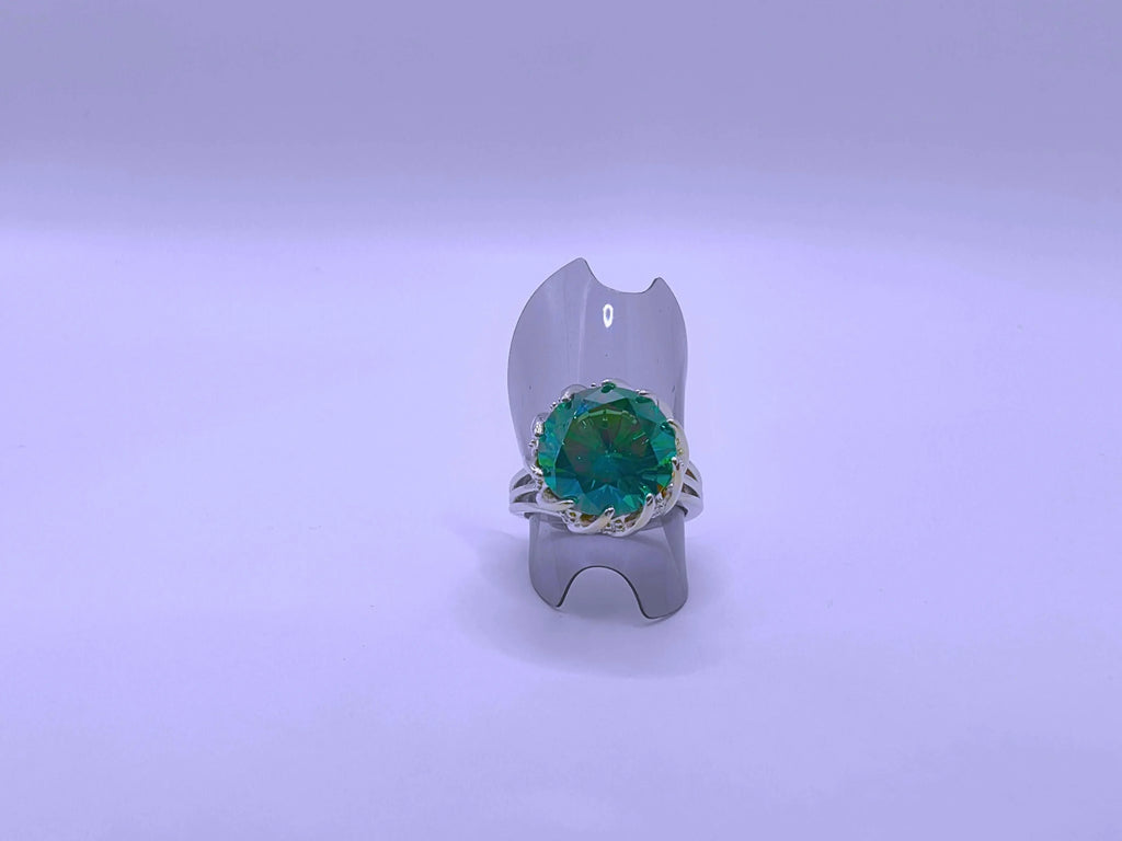 Anillo Aleación Circonita Cubica Turquesa Ajustable Calenbi