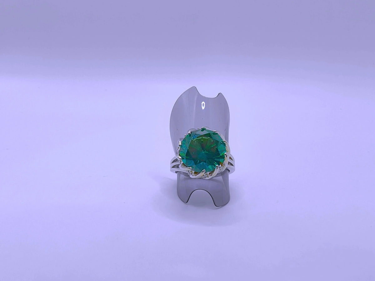 Anillo Aleación Circonita Cubica Turquesa Ajustable Calenbi