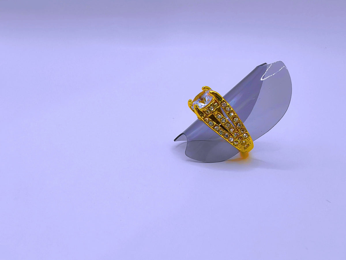 Anillo Cobre Moderno Circonita Cubica Chapa Oro 14k Calenbi