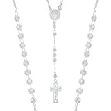 Rosario De Plata Ley 925 Con Bola Diamantada De 50 Cm