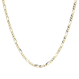 Cadena de Oro 14K Figaro 3x1 Hueca para Hombre y Mujer | Collar Italiano 2.6mm con Broche de Argolla | 40 a 60 cm