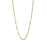 Cadena de Oro 14K Figaro 3x1 Hueca para Hombre y Mujer | Collar Italiano 2.6mm con Broche de Argolla | 40 a 60 cm