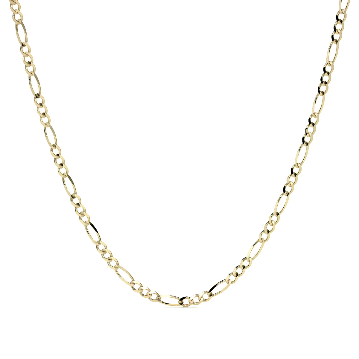Cadena de Oro 14K Figaro 3x1, Collar de Oro Italiano 2.0mm con Broche de Argolla | Joyería Fina