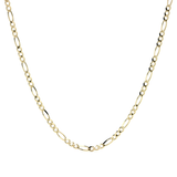 Cadena de Oro 14K Figaro 3x1, Collar de Oro Italiano 2.0mm con Broche de Argolla | Joyería Fina