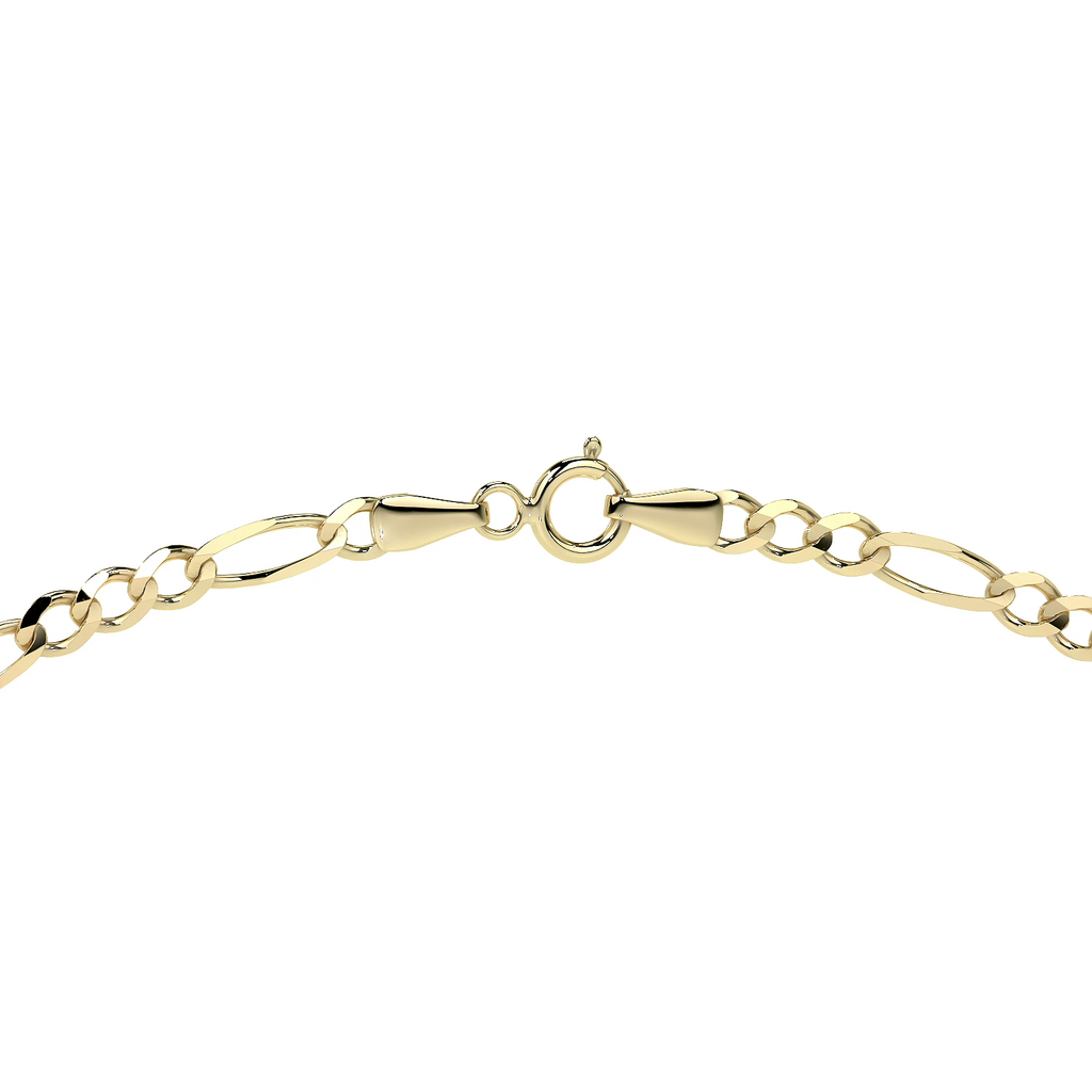 Cadena de Oro 10K Figaro 3x1 Hueca Unisex | Collar Italiano 2.0mm con Broche de Argolla | 40-60 cm