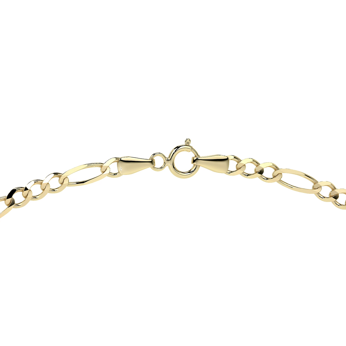 Cadena de Oro 10K Figaro 3x1 Hueca Unisex | Collar Italiano 2.0mm con Broche de Argolla | 40-60 cm