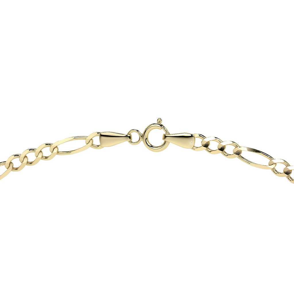 Cadena de Oro 10K Figaro 3x1 Hueca Unisex | Collar Italiano 2.0mm con Broche de Argolla | 40-60 cm