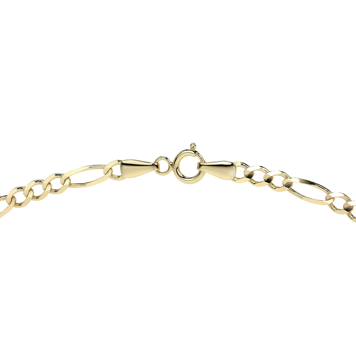 Cadena de Oro 10K Figaro 3x1 Hueca Unisex | Collar Italiano 2.0mm con Broche de Argolla | 40-60 cm