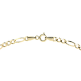 Cadena de Oro 10K 50cm Figaro 3x1, Collar de Oro Italiano 2.6mm con Broche de Argolla