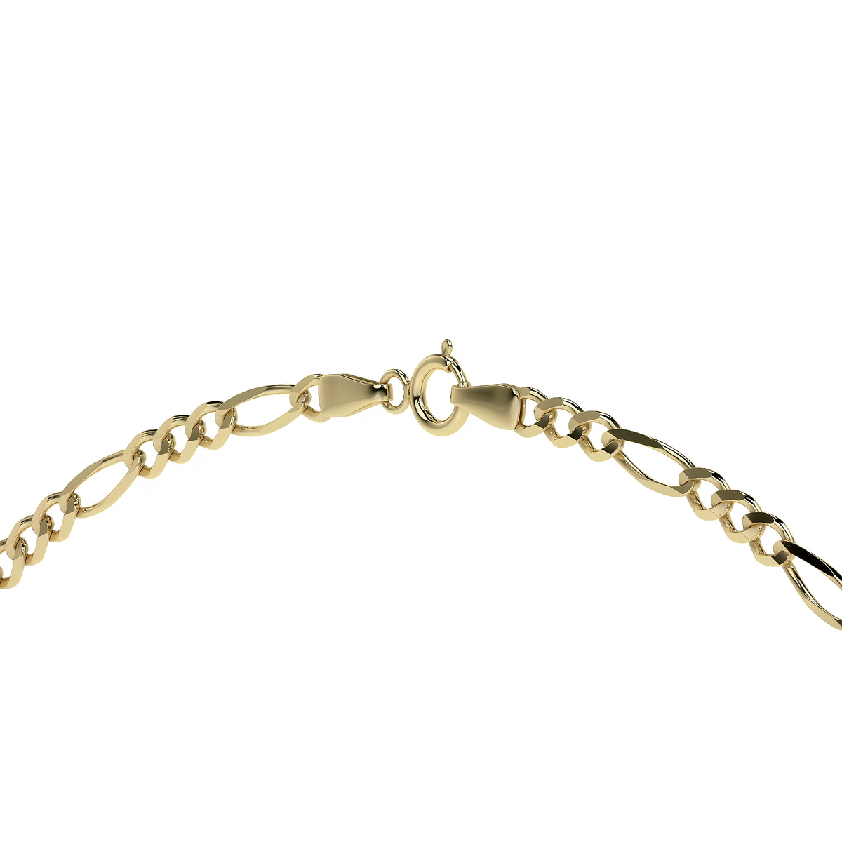 Cadena de Oro 10K Figaro 3x1 Hueca, Collar de Oro Italiano Ligero 2.6mm con Broche de Argolla