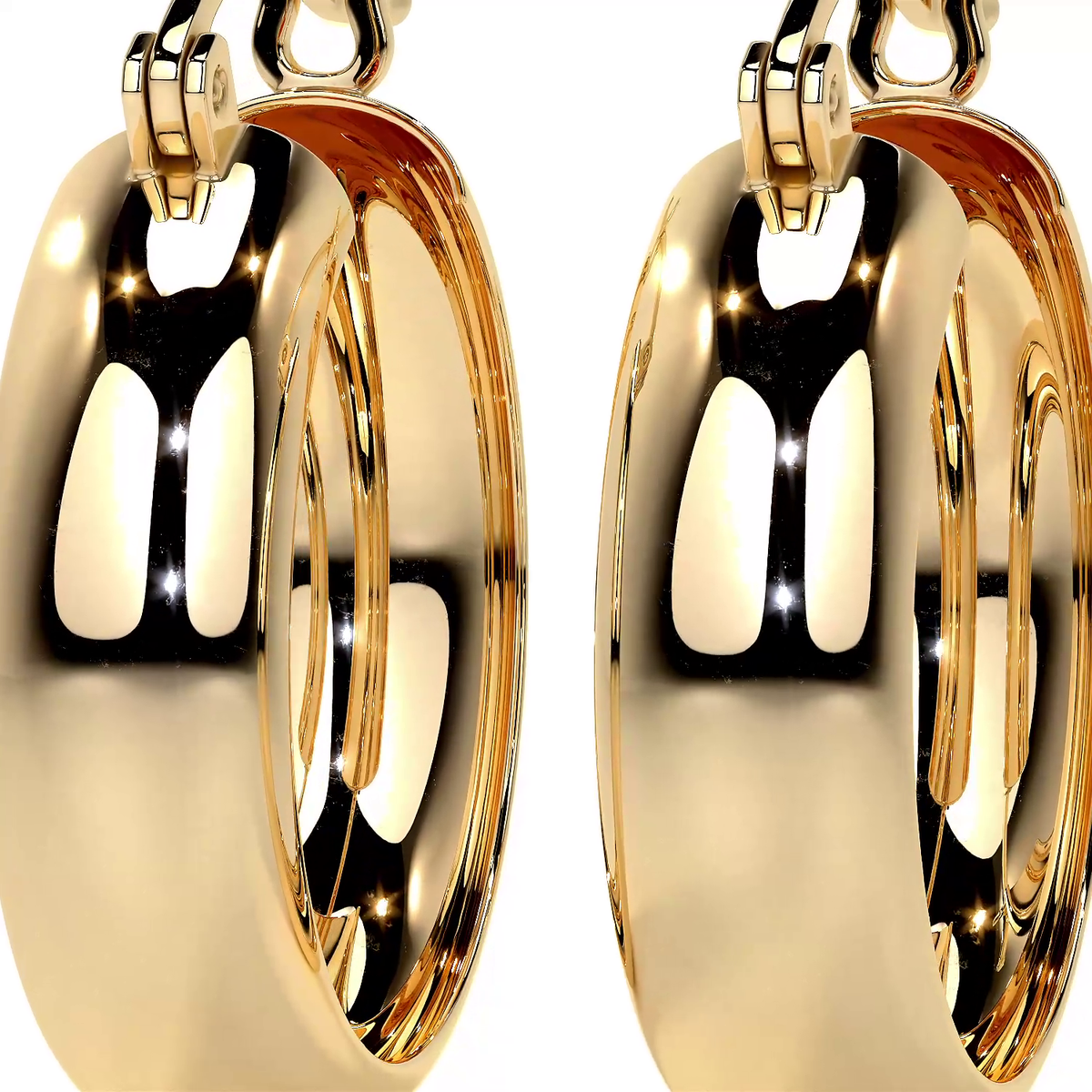 Arracada Bangle De Oro De 14k Lisa De 15mm, 6mm de Ancho
