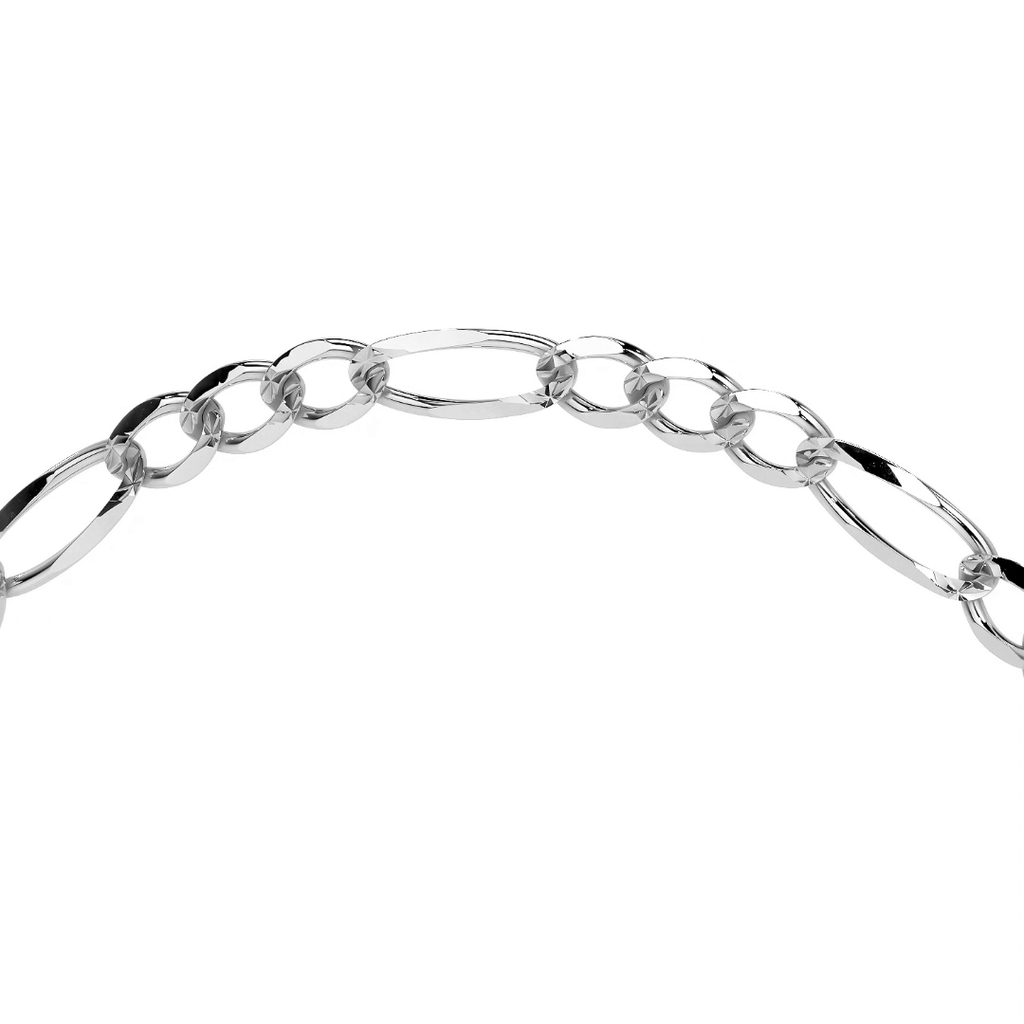 Pulsera de Plata 925 Italiana para Hombre Estilo Fígaro 3x1 | Joyería Masculina Elegante