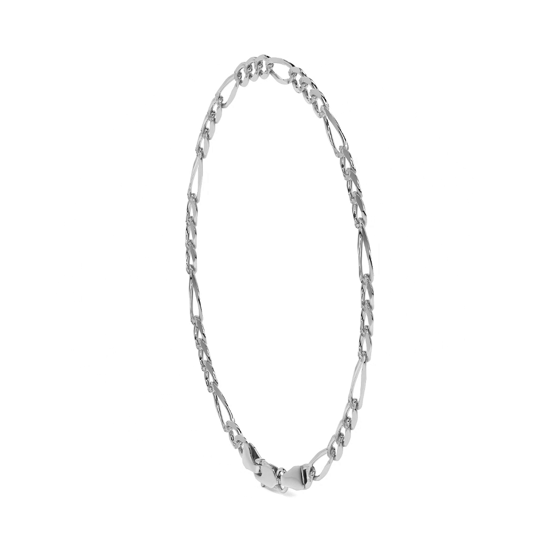 Pulsera de Plata 925 Italiana para Hombre Estilo Fígaro 3x1 | Joyería Masculina Elegante