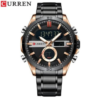 Reloj Digital Militar Dual-Time Curren CUR-211 con Pantalla LED, Cronómetro y Alarma