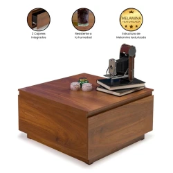 Sisika Mesa de Centro con Acabado Texturizado en Parota, Diseño Moderno y Versátil para Salas y Áreas de descanso