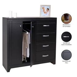 Cómoda Espiga (Chocolate) – Cómoda con Acabado en Color Chocolate, Diseño Elegante y Espacioso para Almacenamiento Funcional