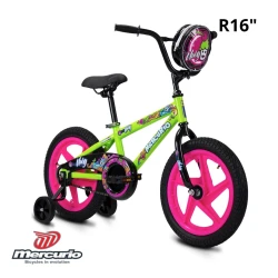 Bicicleta Infantil Mercurio R.16 Nuby – Bicicleta Segura y Duradera para Niñas, Diseño en Rosa, Ideal para Ejercicio y Paseos Divertidos