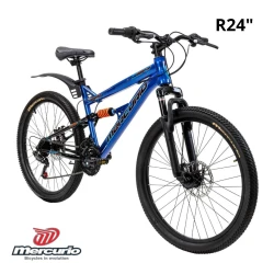Bicicleta Mercurio R.24 DH KAIZER con Suspensión Doble – Bicicleta de Montaña para Jóvenes y Adultos, Diseño Deportivo y Amortiguación Avanzada para Máximo Confort y Control