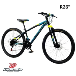 Bicicleta Mercurio R.26 MTB Kaizer – Bicicleta de Montaña con Suspensión Delantera y 18 Velocidades, Ideal para Excursiones y Rutas en Terreno Irregular