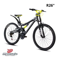 Bicicleta Mercurio R.26 Kaizer – Bicicleta de Montaña con Doble Suspensión, Frenos V-Brake y Cambios Grip, Ideal para Aventuras Todo Terreno