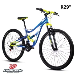 Bicicleta Mercurio R.29 DH Kaizer – Bicicleta de Montaña con Doble Suspensión, Frenos de Disco y 21 Velocidades, Ideal para Terrenos Difíciles y Descensos