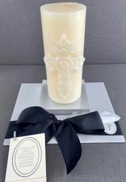 Cirio grande cruz marfil o dorada